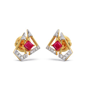 Boucles d'oreilles géométriques prismatiques rose doré - Product Image 1