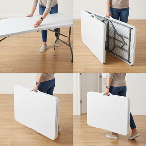 Mesa Plegable de Plástico Blanca de 6 Pies para Banquetes, Uso Comercial, Resistente, para Fiestas al Aire Libre, Bodas, <span class=keywords><strong>Alquiler</strong></span>, Eventos, Muebles de Fábrica, Venta al Por Mayor - Product Image 6