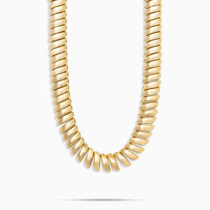 Collier ras du cou de luxe plaqué or avec maillons éventail en émail blanc, bijoux de mode pour femme - Product Image 1
