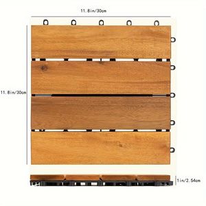 กระเบื้องพื้นไม้กระถินณรงค์แบบประกบกัน 27 ชิ้น กันน้ำ สำหรับปูพื้นภายใน/ภายนอกบ้าน ระเบียง สวน ริมสระว่ายน้ำ ขนาด 11.8 นิ้ว - Product Image 2
