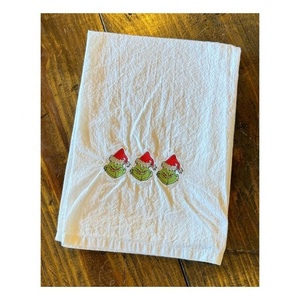 Lindas Toallas de Cocina de Algodón Personalizadas con Capa Roja Bordada de Gnomos, Ecológicas, OEM, ODM, Suministro al por Mayor - Product Image 1