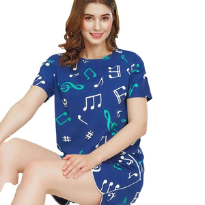 Ensemble 2 pièces imprimé pour femmes : T-shirt oversize à motif graphique et short à taille élastique – Tenue décontractée pour filles, idéal pour la vente en gros - Product Image 3