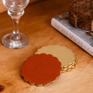 Organic Pebble Brass <b>Coaster</b> Set Handcrafted Premium <b>Drink</b> <b>Coasters</b> Heat Resistant Table Protector Luxury Home Bar Gift - Product Image 3
