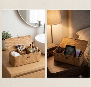 Three-compartment Standing Living Room <b>Seagrass</b> <b>Basket</b> - Product Image 3