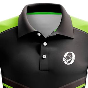 <b>Black</b> Green Cricket Jersey for <b>Men</b> <b>Polo</b> Neck Team <b>Shirt</b> Lightweight Sports Uniform Breathable Practice Match Tournament Apparel - Product Image 3