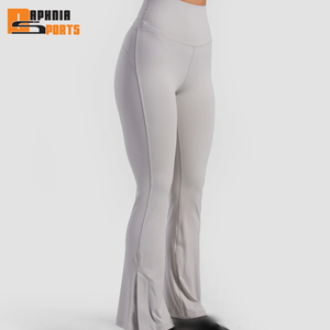 High Quality Customized Women's Sport <b>Leggings</b> Elastic Waist Yoga Stretchable Pants Spandex/Polyester Breathable <b>Flared</b> <b>Leggings</b> - Product Image 2