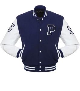 Vestes universitaires en cuir de mouton vierges personnalisées pour hommes, avec col montant en tissu de laine, imperméables et coupe-vent, vente en gros - Product Image 5