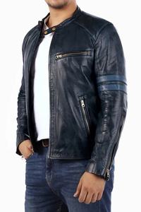 Blouson en cuir unisexe coupe ajustée style streetwear, vêtement d'extérieur en cuir véritable pour moto, style décontracté, vente en gros, approvisionnement en vrac OEM - Product Image 3