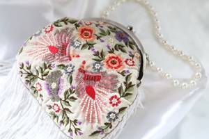 Pochette brodée bleu clair à motif floral avec chaîne de perles et fermoir à pression, sac à bijoux, sac de présentation, sac d'emballage - Product Image 5