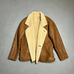Custom Men's Shearling Leather Bomber <b>Jacket</b> Reversible Breathable Sherpa Fur OEM Casual Biker <b>Pilot</b> - Product Image 6