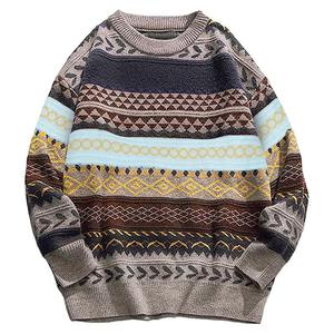 Pull-over en coton à manches longues pour homme, nouvelle collection, motif géométrique tricoté, décontracté, personnalisable, vente en gros - Product Image 1