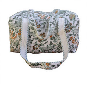 กระเป๋าเดินทางผ้าฝ้ายลายดอกไม้คุณภาพสูง น้ำหนักเบา พิมพ์ลายด้วยมือสไตล์อินเดีย สำหรับวันหยุดสุดสัปดาห์และการเดินทาง ปี 2026 - Product Image 1