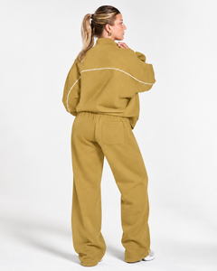 OEM <b>Women's</b> Contrastline Full Zip Tracksuit Two Piece Casual Outfit Relaxed <b>Jacket</b> And Wide Leg Pants Matching Apparel Set - Product Image 2