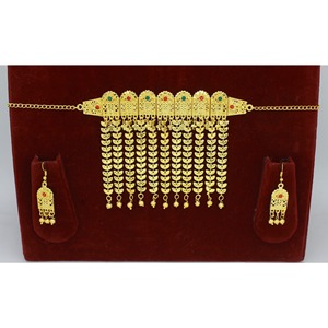 Martasha Designer Arabic Jewelry Set Gold-Plated UAE Jewellery for Ramadan & <b>Eid</b> Special Dubai Necklace & Earring Combo - Product Image 3