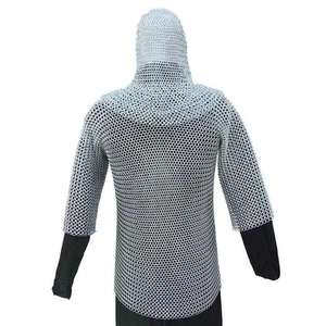 Camisa de malla de aluminio medieval con capucha de coif, armadura de hauber de anillos entrelazados para uso adulto, cosplay, recreación histórica, armadura histórica - Product Image 2