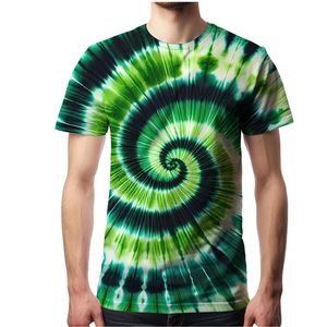 Men's <b>Tie</b> Dye Casual <b>Knitted</b> Short Sleeve T-Shirt with Front Logo 100% Polyester - Product Image 2