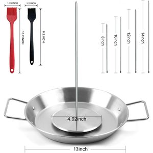 Spiedino Extra Large da 13 Pollici per Al Pastor, in Acciaio Inossidabile, con Supporto Brasiliano e 4 Punte, 2 Spazzole, Accessori per Barbecue - Product Image 3