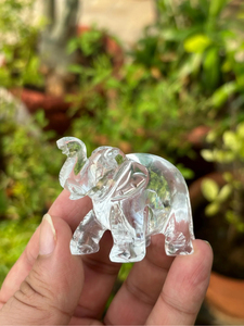 Hand Carved Clear Quartz <b>Elephant</b> Statue Natural Crystal Lucky Figurine Feng Shui REIKI OEM ODM Wholesale - Product Image 3