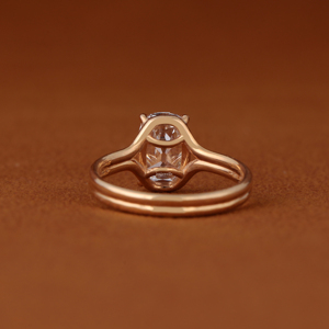 Old Mine Cushion Cut Lab Grown Diamond Engagement Ring 14k <b>Solid</b> Gold Double Shank Solitaire Wedding Band IGI Certified - Product Image 3