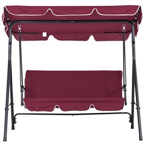 Sedia a dondolo regolabile in rattan per veranda con cuscino impermeabile e tettuccio rimovibile - Product Image 1