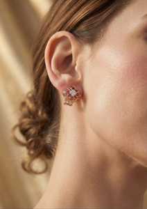 Boucles d'oreilles en diamant de culture pour femmes, taille princesse, clarté VVS VS, en or rose, pour un usage quotidien - Product Image 3