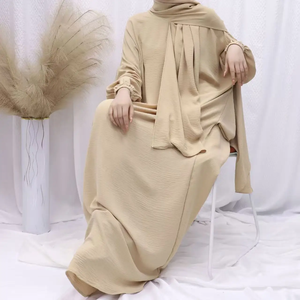 Abaya Dubai with Integrated <b>Hijab</b> Scarf Muslim Dress Women Zipper Front Side Pockets Islamic Clothing Modest Turkish Gown Casual - Product Image 6