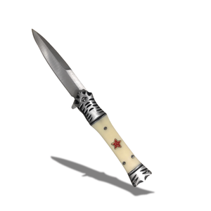 Navaja Plegable Hecha a Mano con Hoja de Acero de Damasco, Apertura Deslizante, Mango de Hueso Personalizado, Grado Industrial, Garantía de 3 Años, para Camping - Product Image 1