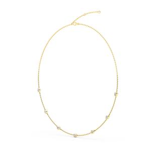 Collar de Cadena con Bisel de Diamantes Cultivados en Laboratorio, Ovalados, en Oro Rosa de 9K, 1.12 CTW, para Mujer - Product Image 3