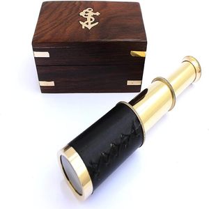 Telescopio Pirata de Latón |   Telescopio de Mano Plegable con Caja de Madera |   Telescopio de Latón Sólido de 6 Pulgadas para Coleccionistas - Product Image 1