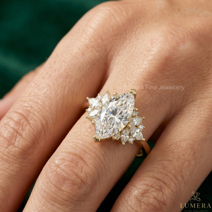 Bague de fiançailles de luxe en or rose plaqué avec diamant de laboratoire pour femme, bijou floral de mariage, cadeau de mariée - Product Image 5