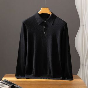 Suéter informal de negocios para hombre, con cuello tipo polo, suéter holgado, jersey de alta calidad, camiseta de lujo para hombre - Product Image 2