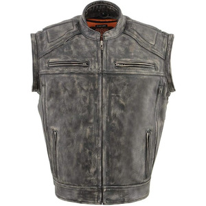 SAMROZ SPORTS เสื้อแจ็คเก็ตหนังสีน้ำตาลสำหรับผู้ชาย '2 in 1' แบบมีแขนถอดได้ - Product Image 3