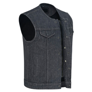 Gilet en jean sans manches pour homme, style motard, vintage, décontracté, en coton, pour clubbing et mode, vente en gros personnalisée - Product Image 2