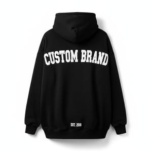 Sudadera con Capucha Negra de Algodón para Mujer, Marca Personalizada, con Estampado de Letras en la Espalda, Estilo Casual Urbano, Corte Regular, Manga Larga, para Otoño - Product Image 1