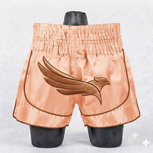 Shorts de Muay Thai en satin doré de qualité supérieure, prix d'usine en gros, avec application d'ailes, pour adultes unisexes, pour la boxe. - Product Image 4