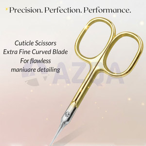 Stainless Steel Gold Plated Handle <b>Cuticle</b> Scissors Fine Tip Precision Nail Trimming Manicure Pedicure <b>Tool</b> - Product Image 4