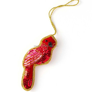 Adorno Colgante de Acero Inoxidable con Cuentas Hechas a Mano, Bordado de Pájaro Rojo, Lentejuelas, Cristales y Piedras de Estrás, Estilo Cristiano para el Hogar - Product Image 6