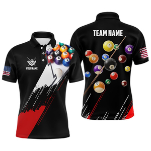 เสื้อสนุกเกอร์บิลเลียดพิมพ์ลายโลโก้ตามสั่งสำหรับผู้ชาย แห้งเร็ว แขนสั้น เสื้อโปโลพูลแบบกำหนดเอง - Product Image 2
