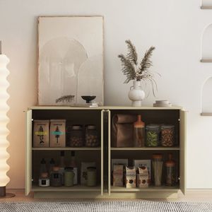 Credenza Moderna in Legno con Ripiani Regolabili, Grande Buffet e Consolle con Finitura Scanalata - Product Image 4