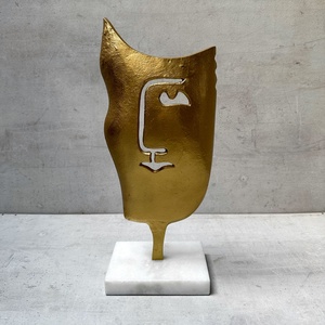 Sassy aluminum Gold Plated Abstract Sculpture Irregular Shape Handmade Artistic Tabletop <b>Decor</b> for Living Room - Product Image 1
