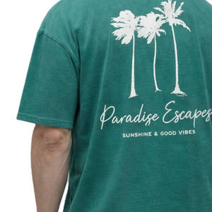 Camiseta de Algodón Teñido para Hombre, Talla Grande, con Logotipo Estampado en la Parte Delantera, Estilo Hip Hop, Ropa Urbana, Producción al por Mayor con Marca Privada OEM - Product Image 4