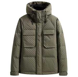 Men's Winter Hooded Puffer <b>Jacket</b> Solid <b>Fleece</b> <b>Thick</b> Polyester Waterproof Zipper Front Casual Outerwear Regular Fit - Product Image 1