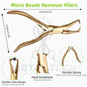 Pince de retrait d'extensions capillaires en acier inoxydable plaqué or, à pointe courbée, pour micro-anneaux, outils de décollement et de déchirure - Product Image 4