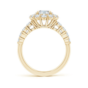 Anillo de Compromiso con Halo de Diamantes Cultivados en Laboratorio con Corte Ovalado Certificado por IGI, Detalles de Diamantes, Oro 10K/14K/18K, Plata 925/935, Regalo de Boda Moderno - Product Image 4