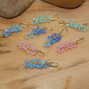 GOODSTONE JEWELS HM 27 Handmade Silver Plated Opal Beaded Cluster French <b>Hook</b> Style Multicolor Boho Dangle Statement <b>Earrings</b> - Product Image 4