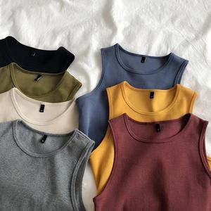 เสื้อยืดคอกลมสีพื้นสไตล์ยุโรปและอเมริกาประจำฤดูร้อนปี 2026 เสื้อกั๊กแขนกุดยืดหยุ่นสำหรับผู้หญิง - Product Image 4