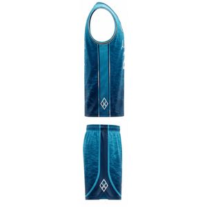 Ensemble de maillot de basket Aurora, col en V, sans manches, sublimé, respirant, coupe athlétique, pour adulte, unisexe, bleu 24 - Product Image 3