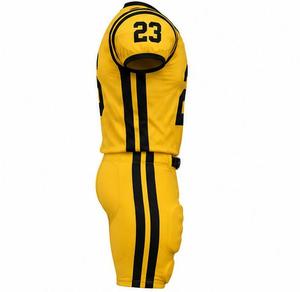 Custom Yellow American Football Uniform Set V-Neck Jersey <b>Pants</b> <b>Heat</b>-Transfer Printed Breathable 100% Polyester Unisex Adults - Product Image 3