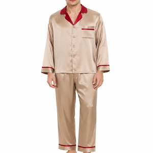 Pyjama en satin pour homme, satin de qualité supérieure, confort luxueux, tissu doux, style élégant, vêtements de nuit légers pour homme - Product Image 1