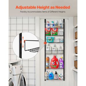 Organizzatore da Appendere Sopra la Porta a 6 Ripiani in Acciaio Resistente, Porta Spezie Regolabile da Parete, Soluzione Organizzativa per Dispensa - Product Image 3